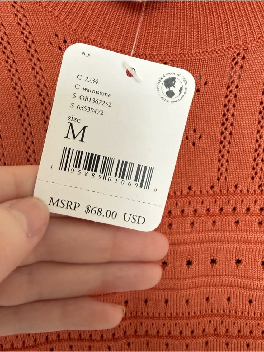 Free People Orange “Pointelle Me About It